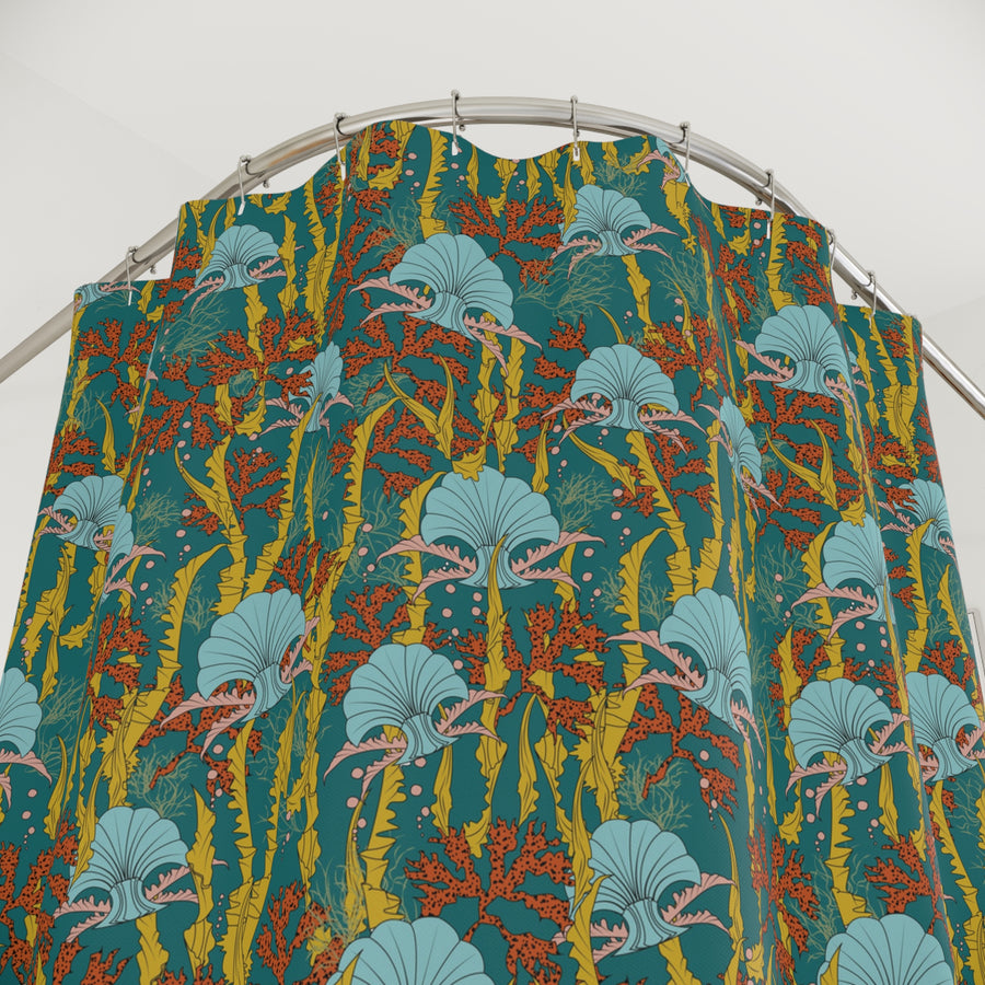 CORAL ODYSSEY TEAL: Shower Curtain