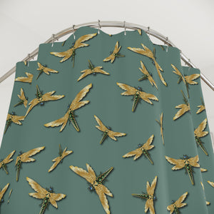 DRAGONFLY SWARM SAGE: Shower Curtain