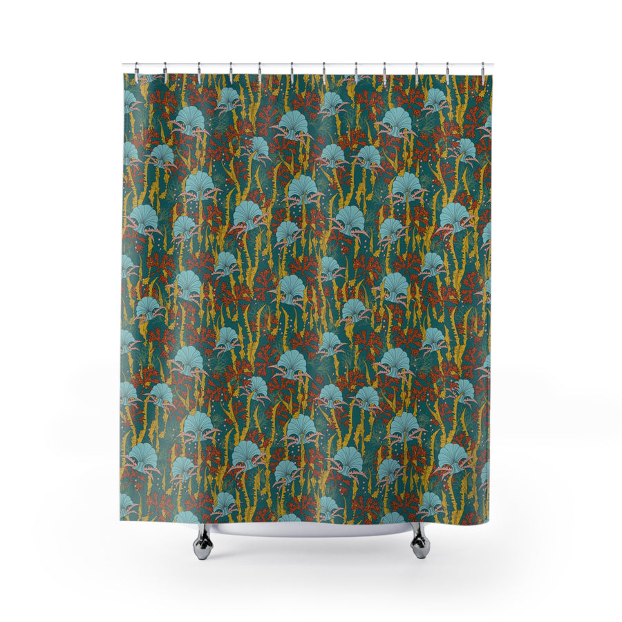 CORAL ODYSSEY TEAL: Shower Curtain