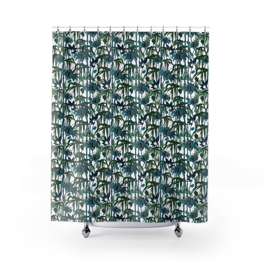 ELECTRIC LAGOON WHITE: Shower Curtain