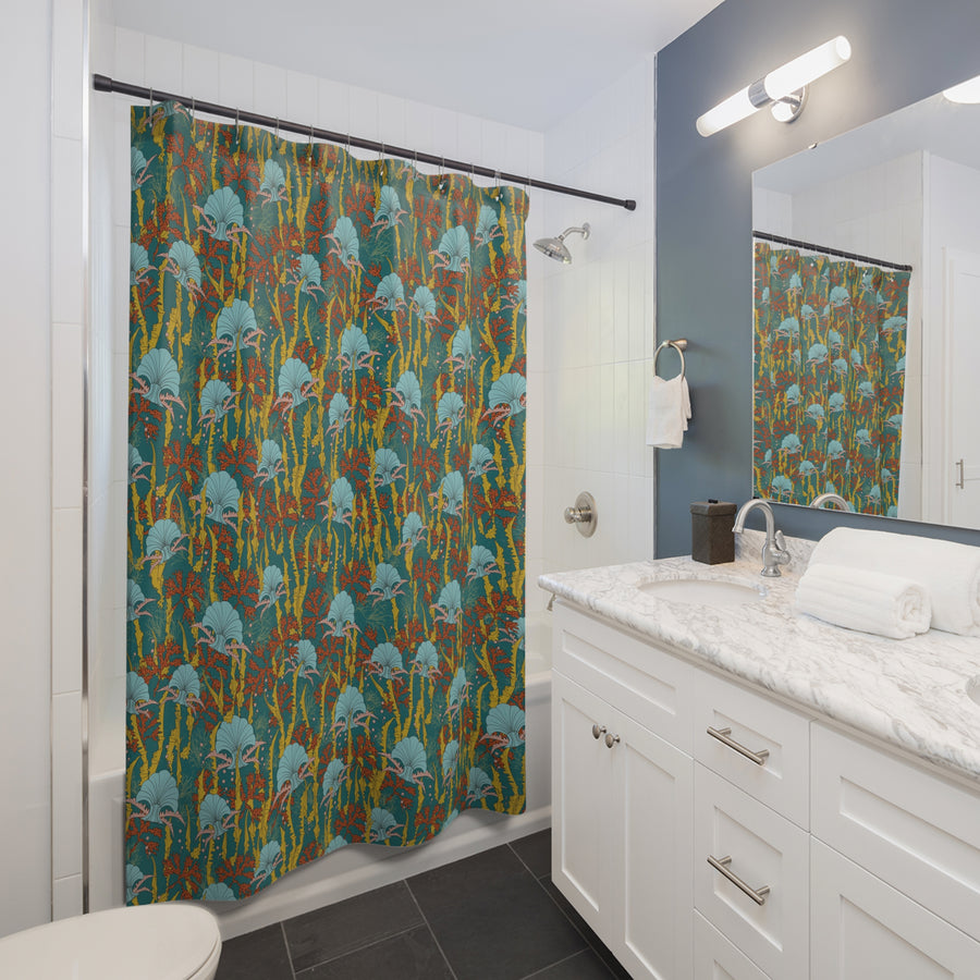 CORAL ODYSSEY TEAL: Shower Curtain