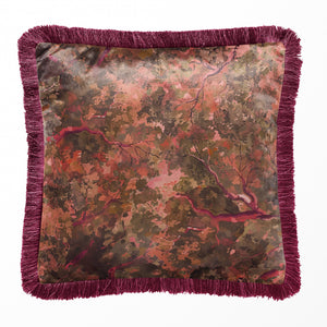 CANOPY DAYDREAM DUSK: fringed velvet cushion