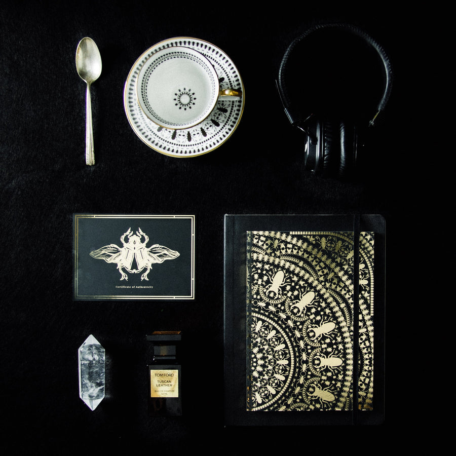 INSECT MANDALA Notebook: black/ gold