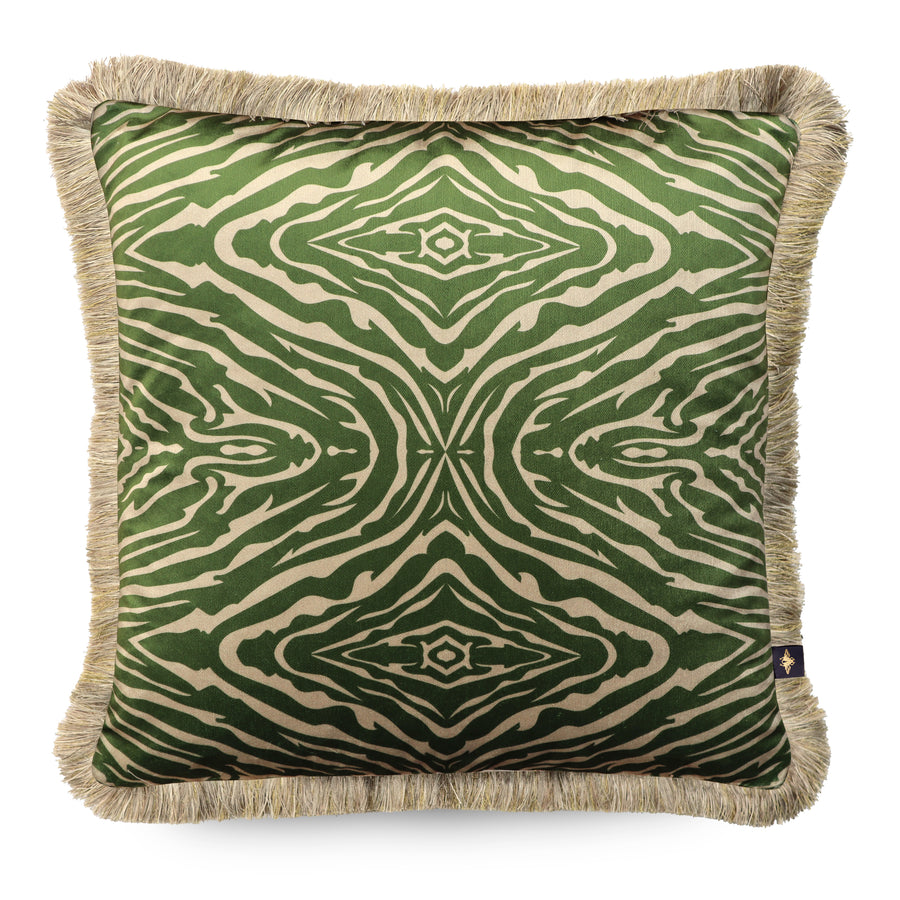 WILD WHISPERS GRASSLAND: fringed velvet cushion