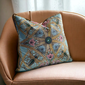 ZELLANDINE AQUA: velvet cushion