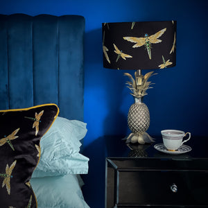 DRAGONFLY SWARM BLACK: Velvet Lampshade