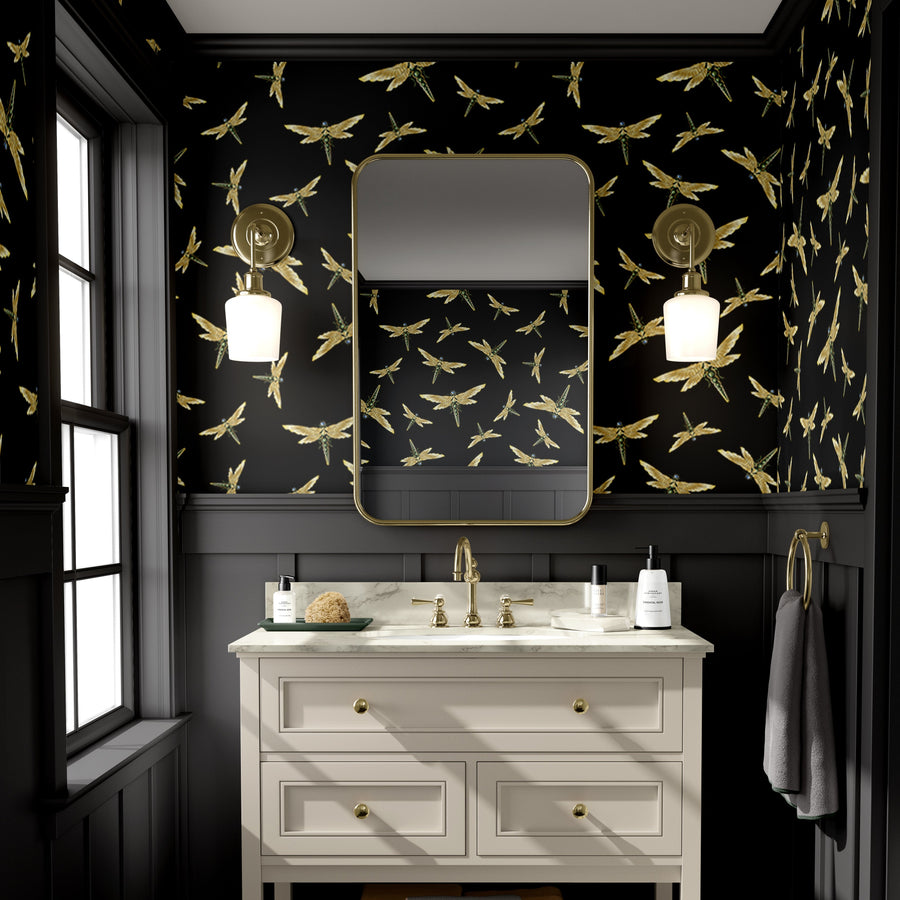 DRAGONFLY SWARM BLACK: Wallpaper