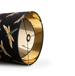 DRAGONFLY SWARM BLACK: Velvet Lampshade