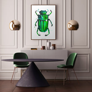 BEETLE IN THE RAIN: original watercolour painting