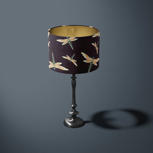 DRAGONFLY SWARM BLACK: Velvet Lampshade